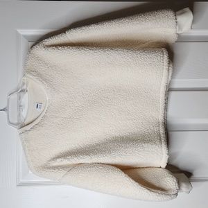 Junior girls white crop fluffy sweater